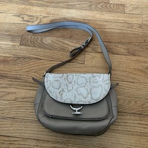 Vince Camuto Gray/Animal Print Genuine Leather Crossbody Messenger Purse